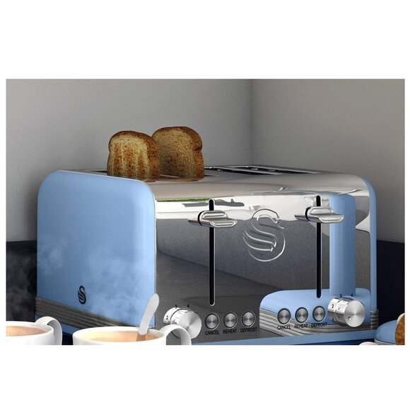 Swan ST19020BLN Retro 4 Slice Toaster - Picture 1 of 5